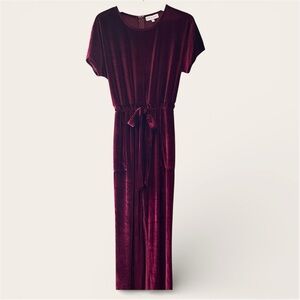 Piper & Scoot Velvet Bianca Jumpsuit, Burgundy